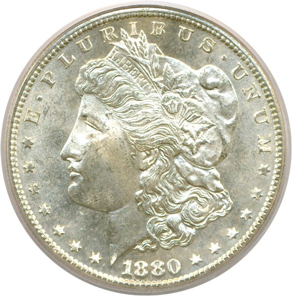 image for: Top 100 VAM: 1880-S $1 VAM 9  8/7  Large S PCGS MS64 