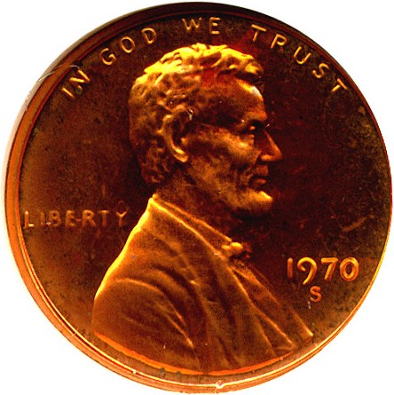 image for: 1970-S 1c Small Date ANACS Proof 67 RD Cameo