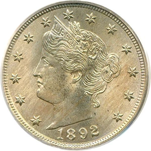 image for: 1892 5c PCGS MS65