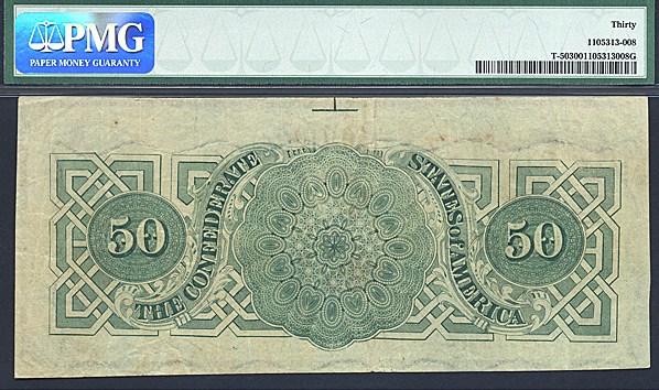 image for: CSA: Fr.T50 1862 $50 December 2 PMG VF30  [64304]