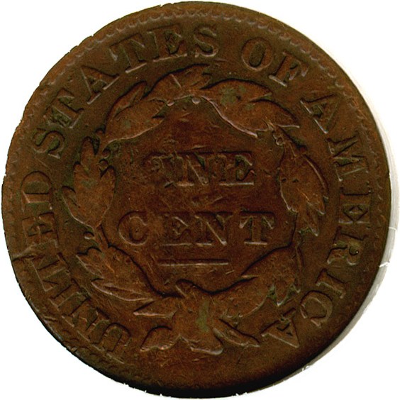 image for: 1831 1c Large Letters, N-8 DGS F15 (Cleaned, Damaged)