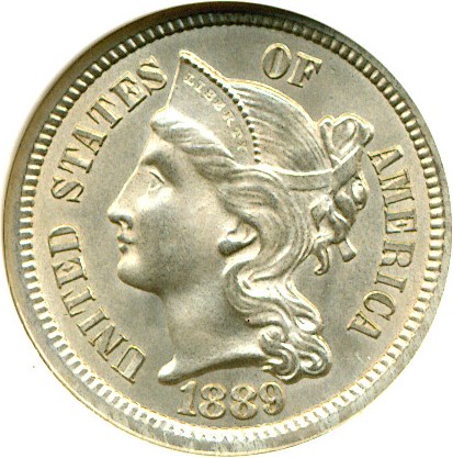 image for: 1889 3cN RPD-002, BREEN 2456 DGS MS64  (Lightly Cleaned)