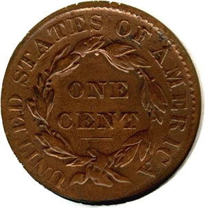 image for: 1830 1c Large Letters, N-4 DGS VF25 (Cleaned, Corroded)