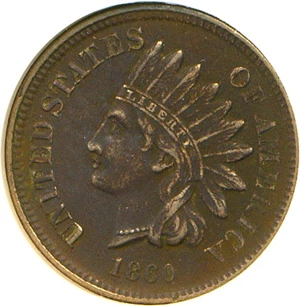 image for: 1860 1c Pointed Bust, FS-01-1860-401, Snow-1 DGS XF40