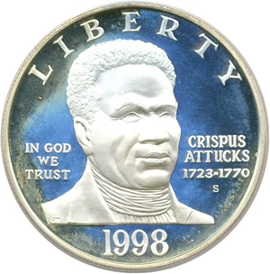 image for: 1998-S $1 Black Patriots/Crispus Attucks PCGS Proof 68 DCameo