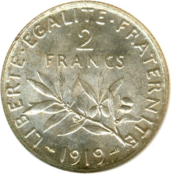image for: France: 1919 2 Fr DGS MS64