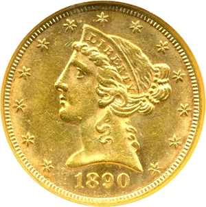 image for: 1890-CC $5 NGC MS61