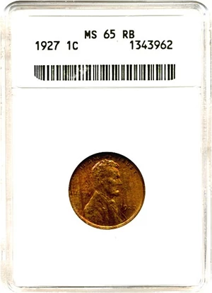 image for: 1927 1c ANACS MS65 RB