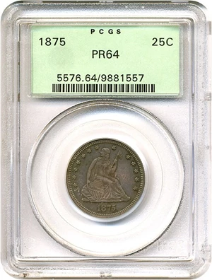 image for: 1875 25c PCGS Proof 64