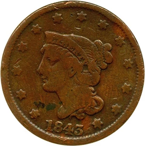 image for: 1843 1c Petite-Small Letters DGS VG10 (Cleaned, Edge Damage, Corroded)