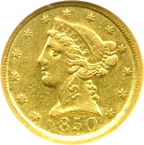 image for: 1850-C $5  NGC XF45 