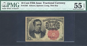 image for: Fractional Currency: Fr.1265 10-Cent Head of William Meredith. PMG AU55 EPQ