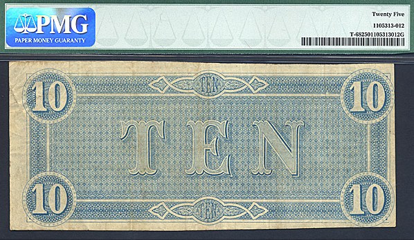 image for: Fr.T68 1864 $10 CSA PMG VF25  [26151]