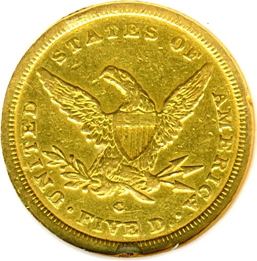 image for: 1841-C $5 DGS XF45  (Cleaned,  Rim Damage,  Repaired )