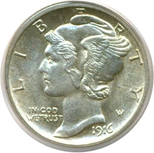image for: 1916-S 10c Mercury PCGS MS64 FB