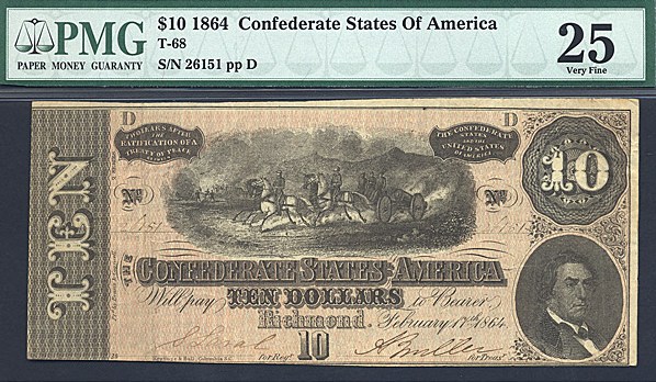 image for: Fr.T68 1864 $10 CSA PMG VF25  [26151]