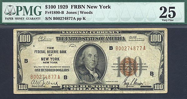 image for: Fr.1890B 1929 $100  PMG VF25  [B00274877A]