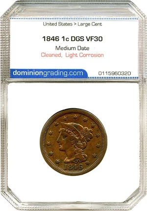 image for: 1846 1c Medium Date DGS VF30 (Cleaned, Light Corrosion)