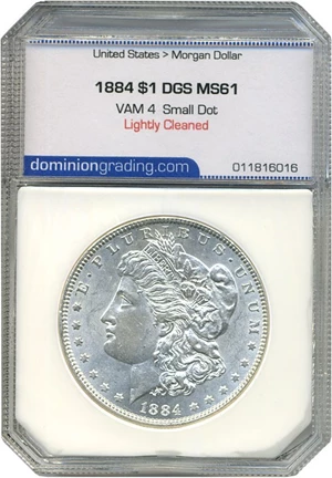 image for: Top 100 VAM: 1884 $1 VAM 4 Small Dot DGS MS61 (Lightly Cleaned)