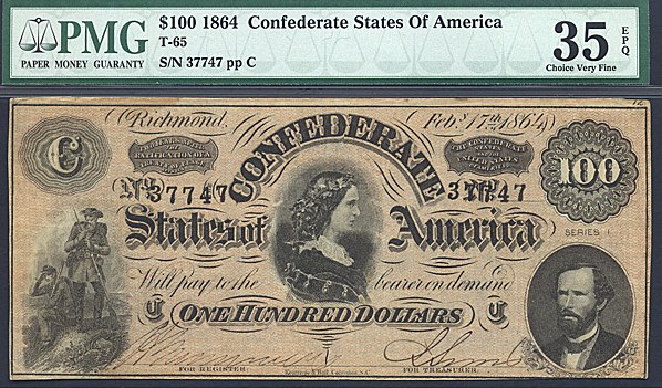 image for: Fr.T65 1864 $100 CSA PMG VF35 EPQ [37747]