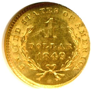 image for: 1849 G$1 No L NGC MS63