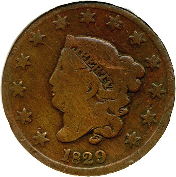 image for: 1829 1c Medium Letters, N-5 DGS VG8 (Cleaned, Damaged)