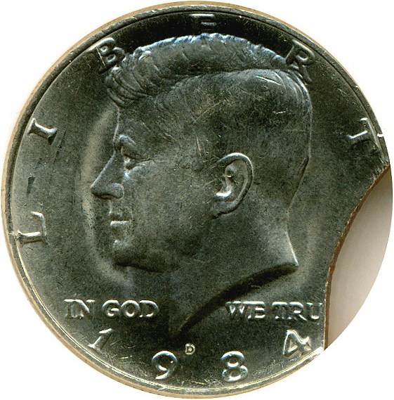 image for: 1984-D 50c DGS MS64  (Clipped Planchet)