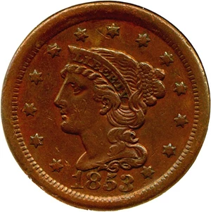 image for: 1853 1c N-32 DGS AU50 (Lightly Cleaned, Scratched)