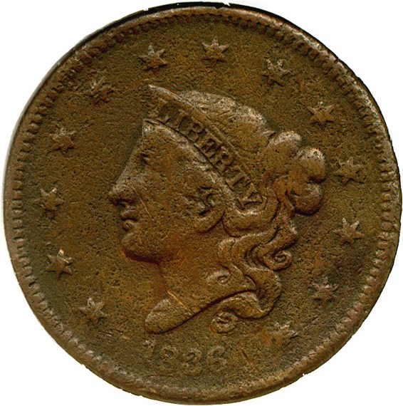 image for: 1836 1c DGS XF40 (Cleaned,  Severe Corrosion)