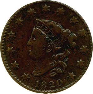 image for: 1820 1c Small Date, N-6 DGS VF35 (Corroded)