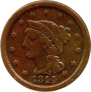 image for: 1844 1c DGS VF20 (Cleaned, Scratched)