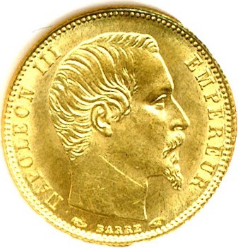 image for: France: 1854-A 5 Fr Reeded Edge Gold DGS MS62  (Light Scratch Obverse)