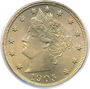 image for: 1905 5c PCGS MS65