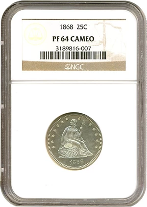 image for: 1868 25c NGC Proof 64 Cameo