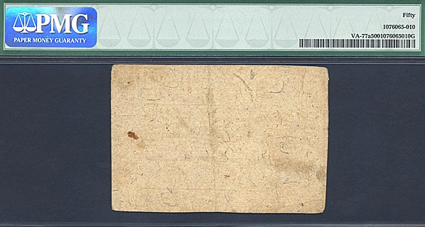 image for: Virginia: Fr.VA77a 1775 20s 17-Jul PMG AU50  [16007]