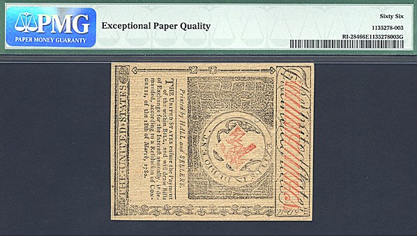 image for: Rh. Island: Fr.RI284 1780 $3 2-Jul PMG Gem CU66 EPQ [696] Remainder