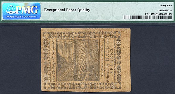 image for: Pennsylvania: Fr.PA165 1773 2s/6d 1-Oct PMG VF35 EPQ  [20902]