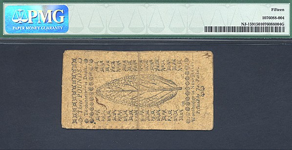 image for: New Jersey: Fr.NJ159 1763 ?3 31-Dec PMG F15  [239]