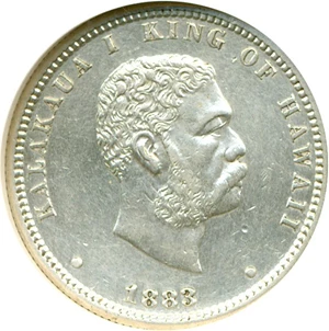 image for: 1883 25c Hawaii DGS AU53 (Cleaned)