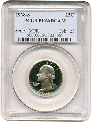 image for: 1968-S 25c PCGS Proof 66 DCameo