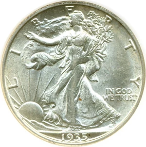 image for: 1935-S 50c DGS AU58 (Lightly Cleaned)