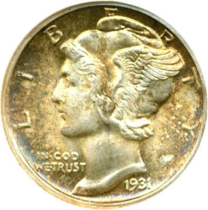 image for: 1931-D 10c Doubled Die Obverse DGS MS65 (Counting Wheel Damage Reverse)