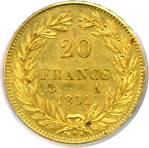 1831-A     20 Fr Raised Letters MS (KM-746.1) thumbnail 2