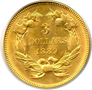 image for: 1889 $3 PCGS MS63 OGH