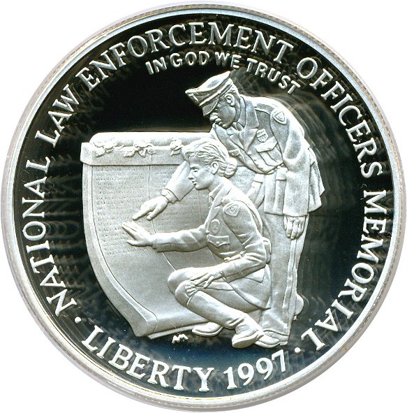 image for: 1997-P $1 Law Enforcement/Officers Mem. PCGS Proof 70 DCameo