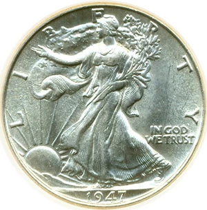 image for: 1947 50c DGS AU58 (Lightly Cleaned)
