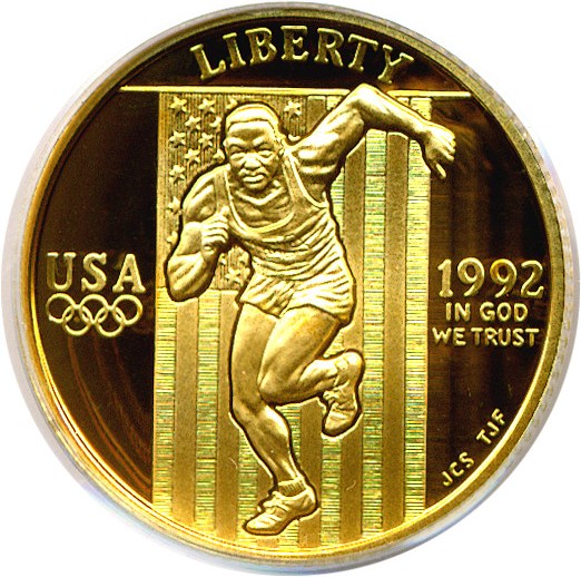 image for: 1992-W $5 Olympic Sprinter PCGS Proof 70 DCameo