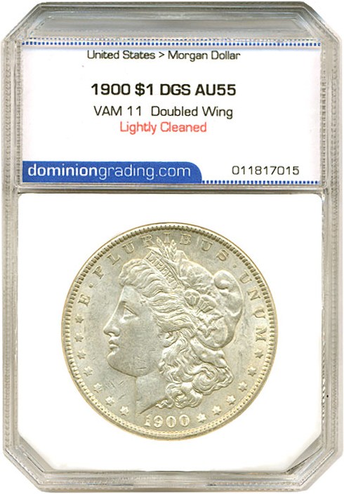 image for: Top 100 VAM: 1900 $1 VAM 11  Doubled Wing DGS AU55  (Lightly Cleaned)