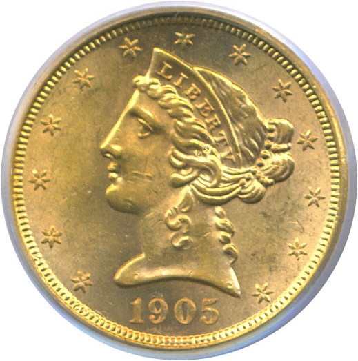 image for: 1905-S $5  PCGS MS63