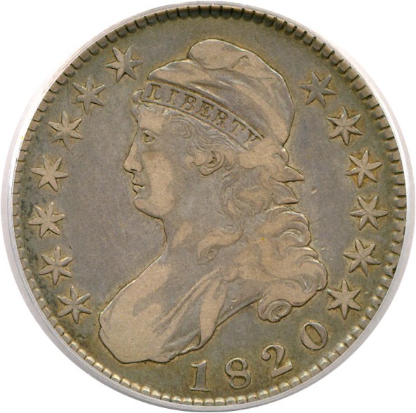 image for: 1820 50c Square 2 Large Date PCGS VF25